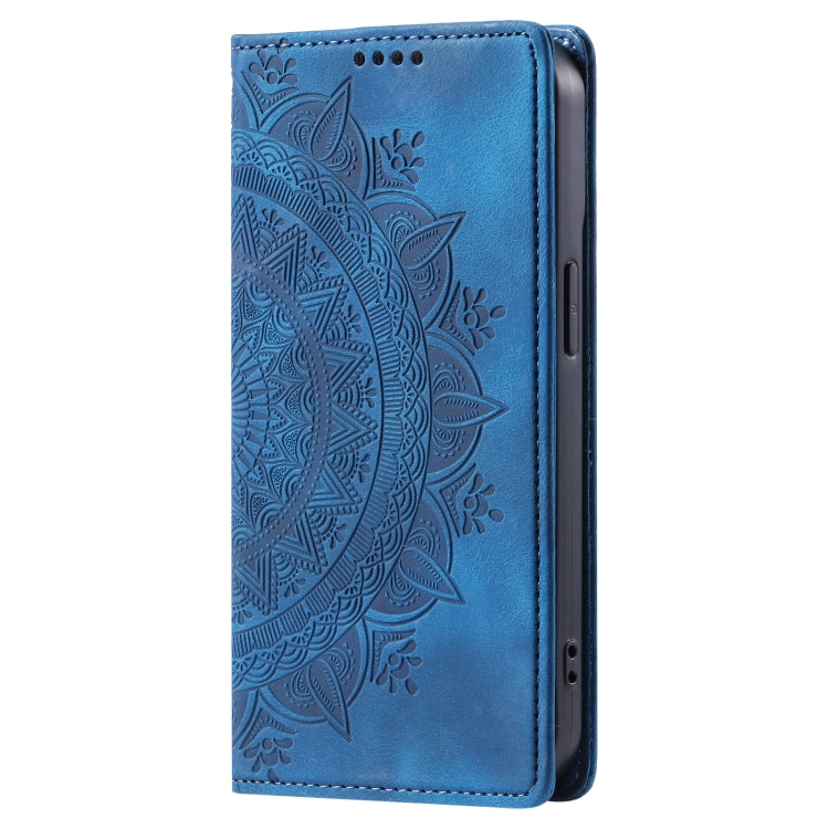 For iPhone 16 Plus Totem Embossed Magnetic Leather Phone Case(Blue) - iPhone 16 Plus Cases by PMC Jewellery | Online Shopping South Africa | PMC Jewellery | Buy Now Pay Later Mobicred