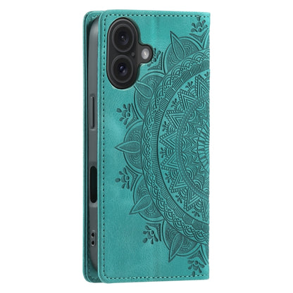 For iPhone 16 Plus Totem Embossed Magnetic Leather Phone Case(Green) - iPhone 16 Plus Cases by PMC Jewellery | Online Shopping South Africa | PMC Jewellery | Buy Now Pay Later Mobicred