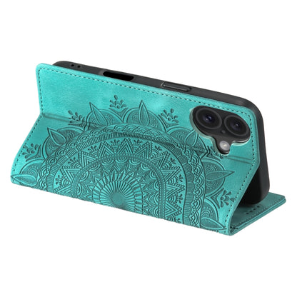 For iPhone 16 Plus Totem Embossed Magnetic Leather Phone Case(Green) - iPhone 16 Plus Cases by PMC Jewellery | Online Shopping South Africa | PMC Jewellery | Buy Now Pay Later Mobicred