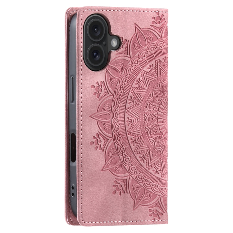 For iPhone 16 Totem Embossed Magnetic Leather Phone Case(Rose Gold) - free shipping - PMC TechLife - Order now!
