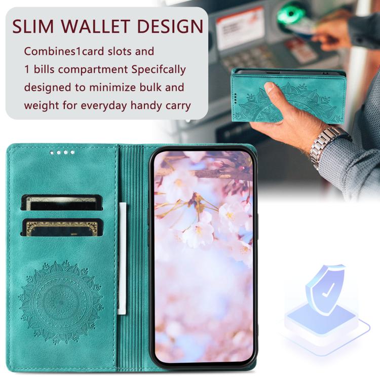 For iPhone 16e Totem Embossed Magnetic Leather Phone Case(Green) - iPhone 16e Cases by PMC TechLife | Online Shopping South Africa | PMC TechLife | Buy Now Pay Later Mobicred