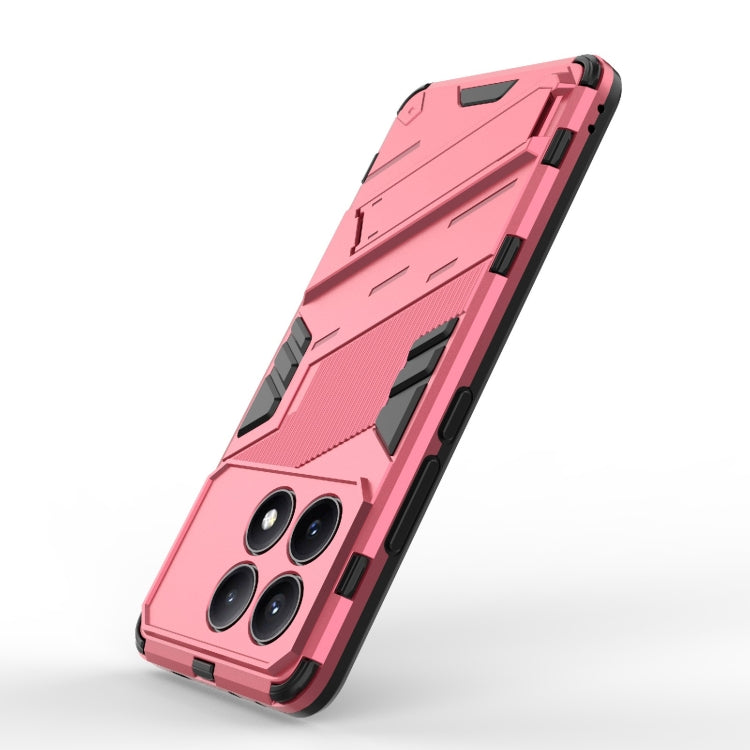 For Xiaomi Redmi K70E 5G Punk Armor 2 in 1 PC + TPU Phone Case with Holder(Light Red) - K70E Cases by PMC TechLife | Online Shopping South Africa | PMC TechLife | Buy Now Pay Later Mobicred