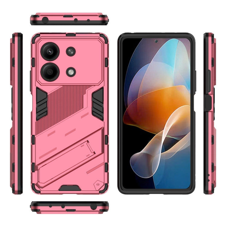 For Xiaomi Redmi Note 13R Pro 5G Punk Armor 2 in 1 PC + TPU Phone Case with Holder(Light Red) - Xiaomi Cases by PMC Jewellery | Online Shopping South Africa | PMC Jewellery | Buy Now Pay Later Mobicred