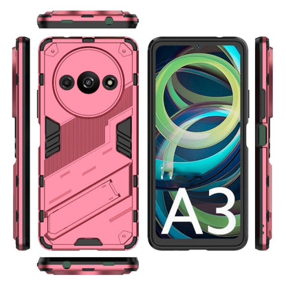 For Xiaomi Redmi A3 4G Global Punk Armor 2 in 1 PC + TPU Phone Case with Holder(Light Red) - Xiaomi Cases by PMC Jewellery | Online Shopping South Africa | PMC Jewellery | Buy Now Pay Later Mobicred