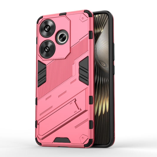 For Xiaomi Redmi Turbo 3 5G Punk Armor 2 in 1 PC + TPU Phone Case with Holder(Light Red) - Xiaomi Cases by PMC Jewellery | Online Shopping South Africa | PMC Jewellery | Buy Now Pay Later Mobicred