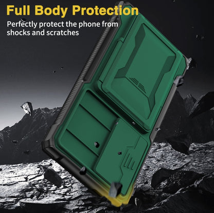 For Samsung Galaxy S24 Ultra 5G Full Coverage Phone Case with Holder / Card Slot(Green) - Galaxy S24 Ultra 5G Cases by PMC Jewellery | Online Shopping South Africa | PMC Jewellery | Buy Now Pay Later Mobicred