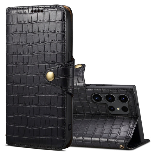 For Samsung Galaxy S24 Ultra 5G Denior Crocodile Texture Oil Edge Leather Phone Case(Black) - Galaxy S24 Ultra 5G Cases by Denior | Online Shopping South Africa | PMC Jewellery | Buy Now Pay Later Mobicred