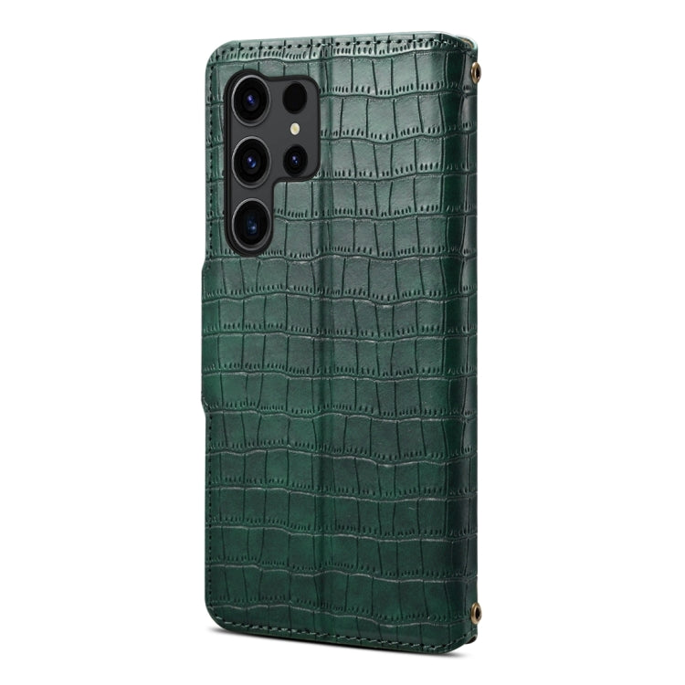 For Samsung Galaxy S24+ 5G Denior Crocodile Texture Oil Edge Leather Phone Case(Green) - Galaxy S24+ 5G Cases by Denior | Online Shopping South Africa | PMC Jewellery | Buy Now Pay Later Mobicred