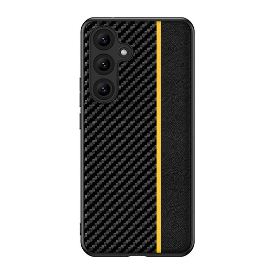 For Samsung Galaxy S25+ 5G Ultra-thin Carbon Fiber Texture Splicing Phone Case(Yellow) - Galaxy S25+ 5G Cases by PMC Jewellery | Online Shopping South Africa | PMC Jewellery | Buy Now Pay Later Mobicred