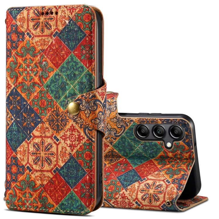 For Samsung Galaxy S24+ 5G Denior Flower Language Series Cork Fabric Oil Edge Leather Phone Case(Winter) - Galaxy S24+ 5G Cases by Denior | Online Shopping South Africa | PMC Jewellery | Buy Now Pay Later Mobicred