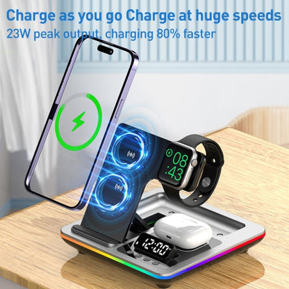 A93 15W 5 in 1 Multifunctional Foldable Wireless Charger Desktop Phone Stand(Silver) - Wireless Charger by PMC Jewellery | Online Shopping South Africa | PMC Jewellery | Buy Now Pay Later Mobicred