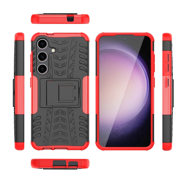 For Samsung Galaxy S24 5G Tire Texture TPU + PC Phone Case with Holder(Red) - Galaxy S24 5G Cases by PMC Jewellery | Online Shopping South Africa | PMC Jewellery