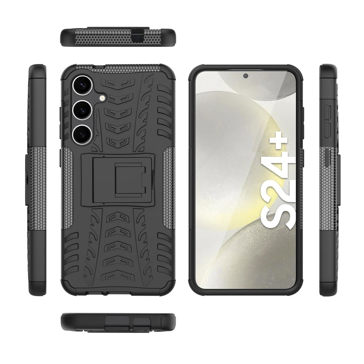 For Samsung Galaxy S24+ Tire Texture TPU + PC Phone Case with Holder(Black) - Galaxy S24+ 5G Cases by PMC Jewellery | Online Shopping South Africa | PMC Jewellery