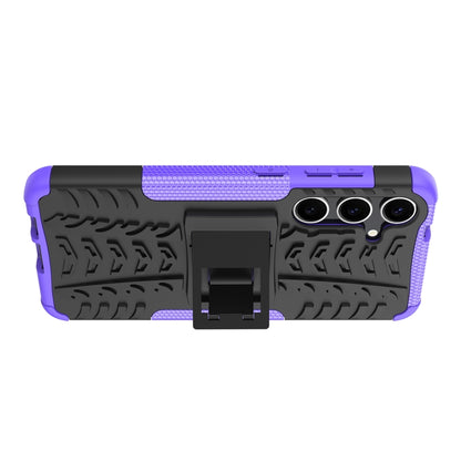 For Samsung Galaxy S24+ Tire Texture TPU + PC Phone Case with Holder(Purple) - Galaxy S24+ 5G Cases by PMC Jewellery | Online Shopping South Africa | PMC Jewellery