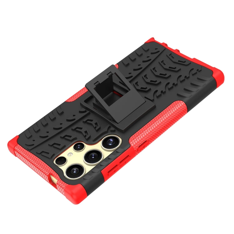 For Samsung Galaxy S24 Ultra 5G Tire Texture TPU + PC Phone Case with Holder(Red) - Galaxy S24 Ultra 5G Cases by PMC Jewellery | Online Shopping South Africa | PMC Jewellery