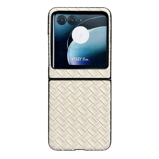 For Motorola Razr 40 Ultra Woven Texture Folding PU Phone Case(Gold) - Motorola Cases by PMC Jewellery | Online Shopping South Africa | PMC Jewellery | Buy Now Pay Later Mobicred