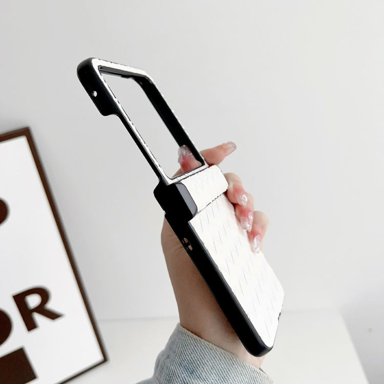 For Motorola Razr 40 Ultra Woven Texture Folding PU Phone Case(Gold) - Motorola Cases by PMC TechLife | Online Shopping South Africa | PMC TechLife | Buy Now Pay Later Mobicred