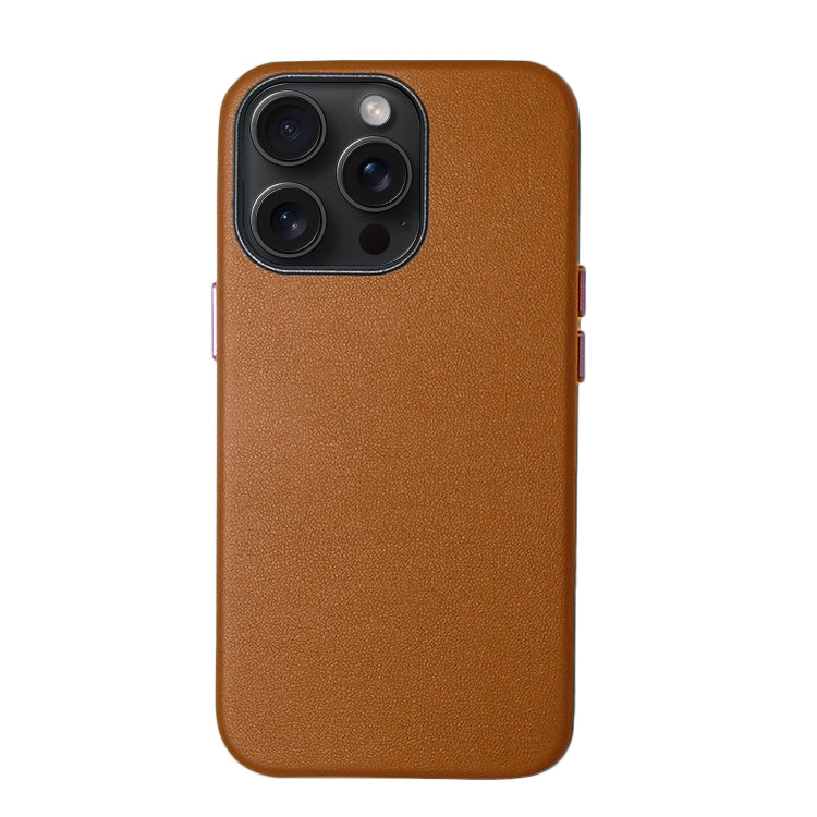 For iPhone 15 Pro Lamb Grain PU Back Cover Phone Case(Brown) - iPhone 15 Pro Cases by PMC Jewellery | Online Shopping South Africa | PMC Jewellery