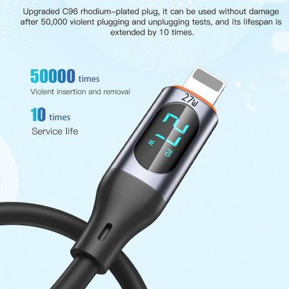 TOTU CB-7-L 15W USB to 8 Pin Digital Display Fast Charging Silicone Cable, Length: 1m(Black) - Normal Style Cable by TOTUDESIGN | Online Shopping South Africa | PMC Jewellery | Buy Now Pay Later Mobicred