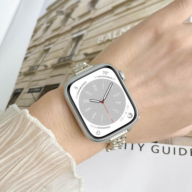 For Apple Watch Series 4 44mm Metal Diamond Bear Chain Watch Band(Silver) - Watch Bands by PMC TechLife | Online Shopping South Africa | PMC TechLife