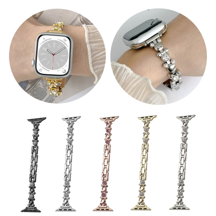For Apple Watch Series 9 45mm Metal Diamond Bear Chain Watch Band(Silver) - free shipping - PMc TechLife - Order now!