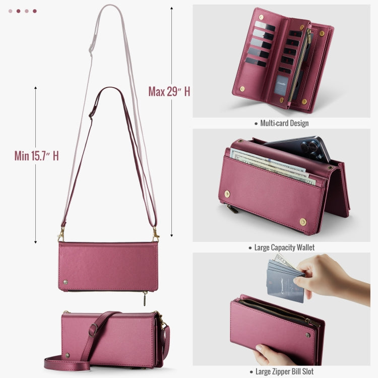 CaseMe ME10 Universal Wallet Phone Case with Lanyard(Wine Red) - free shipping - PMC Jewellery - Order now!