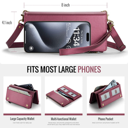 CaseMe ME10 Universal Wallet Phone Case with Lanyard(Wine Red) - Universal Leather Case by CaseMe | Online Shopping South Africa | PMC Jewellery | Buy Now Pay Later Mobicred