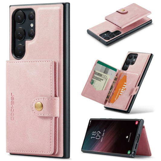 For Samsung Galaxy S24 Ultra 5G JEEHOOD J01 Retro Magnetic Detachable Wallet Phone Case(Pink) - Galaxy S24 Ultra 5G Cases by JEEHOOD | Online Shopping South Africa | PMC Jewellery | Buy Now Pay Later Mobicred