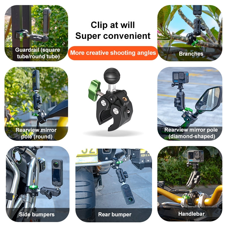 RUIGPRO Crab Clamp Action Camera Bracket 1/4 Ball Head with Phone Clamp - Holder by RUIGPRO | Online Shopping South Africa | PMC TechLife | Buy Now Pay Later Mobicred