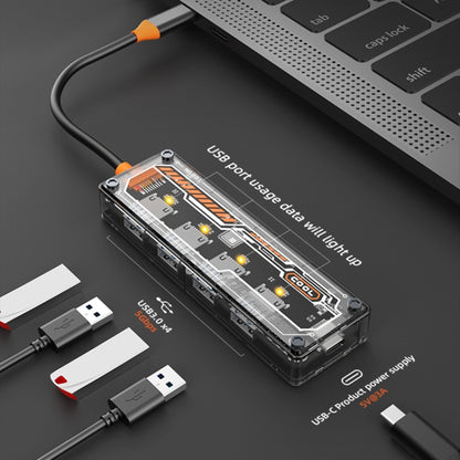 SW4U-A 5 in 1 USB to Type-C + 4 x USB3.0 HUB Docking Station(Grey) - USB 3.0 HUB by PMC Jewellery | Online Shopping South Africa | PMC Jewellery | Buy Now Pay Later Mobicred