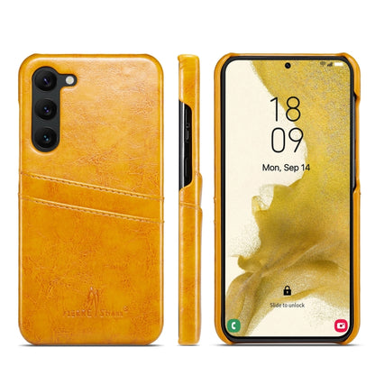 For Samsung Galaxy S24+ 5G Fierre Shann Oil Wax Texture Leather Phone Case with Card Slots(Yellow) - Galaxy S24+ 5G Cases by FIERRE SHANN | Online Shopping South Africa | PMC Jewellery | Buy Now Pay Later Mobicred