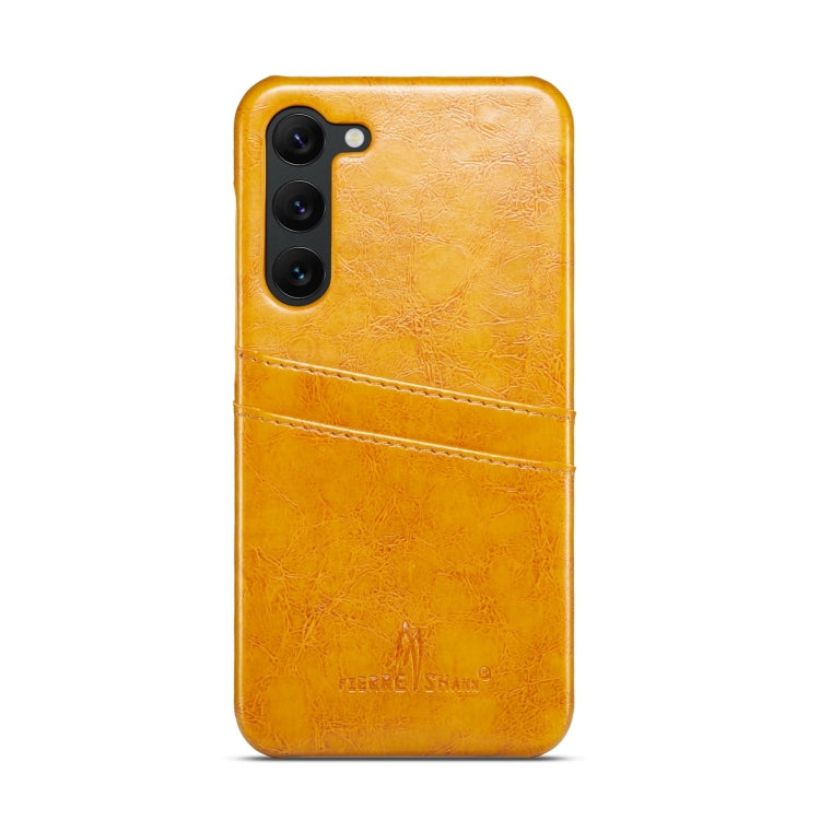 For Samsung Galaxy S24+ 5G Fierre Shann Oil Wax Texture Leather Phone Case with Card Slots(Yellow) - Galaxy S24+ 5G Cases by FIERRE SHANN | Online Shopping South Africa | PMC Jewellery | Buy Now Pay Later Mobicred