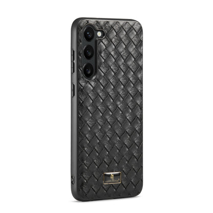 For Samsung Galaxy S24+ 5G Fierre Shann Leather Texture Phone Back Cover Case(Woven Black) - Galaxy S24+ 5G Cases by FIERRE SHANN | Online Shopping South Africa | PMC Jewellery | Buy Now Pay Later Mobicred