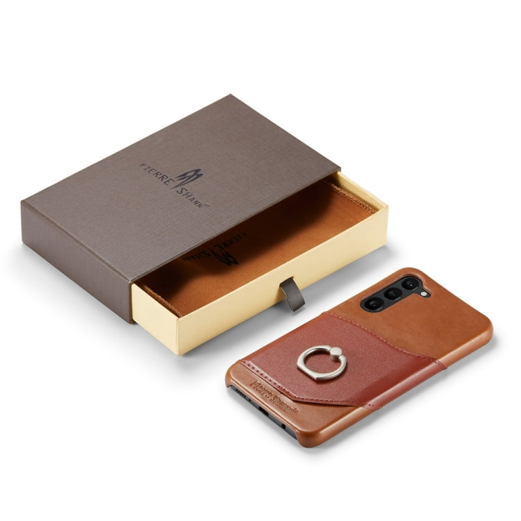 For Samsung Galaxy S24+ 5G Fierre Shann Oil Wax Texture Genuine Leather Back Phone Case(Brown) - Galaxy S24+ 5G Cases by FIERRE SHANN | Online Shopping South Africa | PMC Jewellery | Buy Now Pay Later Mobicred