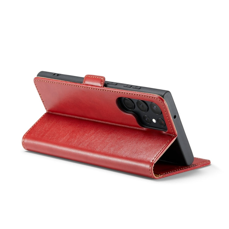 For Samsung Galaxy S24 Ultra 5G Fierre Shann PU Genuine Leather Texture Phone Case(Red) - Galaxy S24 Ultra 5G Cases by FIERRE SHANN | Online Shopping South Africa | PMC Jewellery | Buy Now Pay Later Mobicred