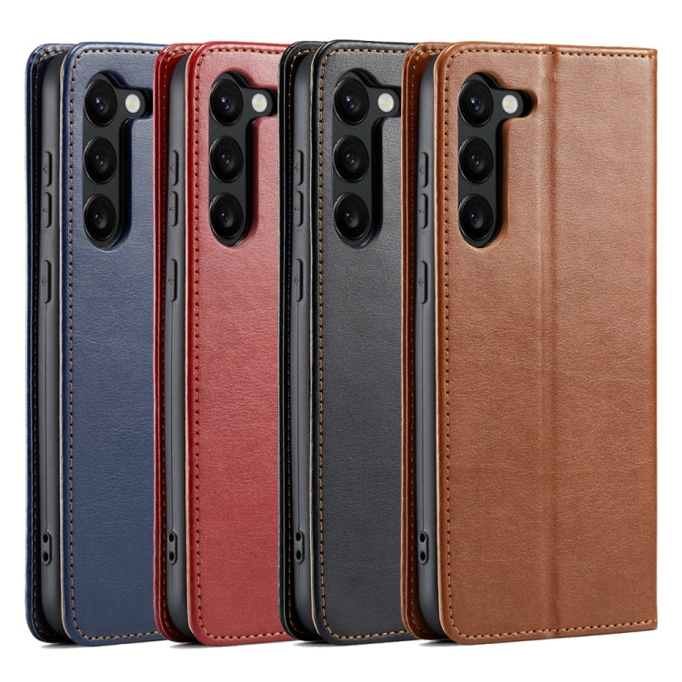 For Samsung Galaxy S24+ 5G Fierre Shann PU Genuine Leather Texture Phone Case(Red) - Galaxy S24+ 5G Cases by FIERRE SHANN | Online Shopping South Africa | PMC Jewellery | Buy Now Pay Later Mobicred