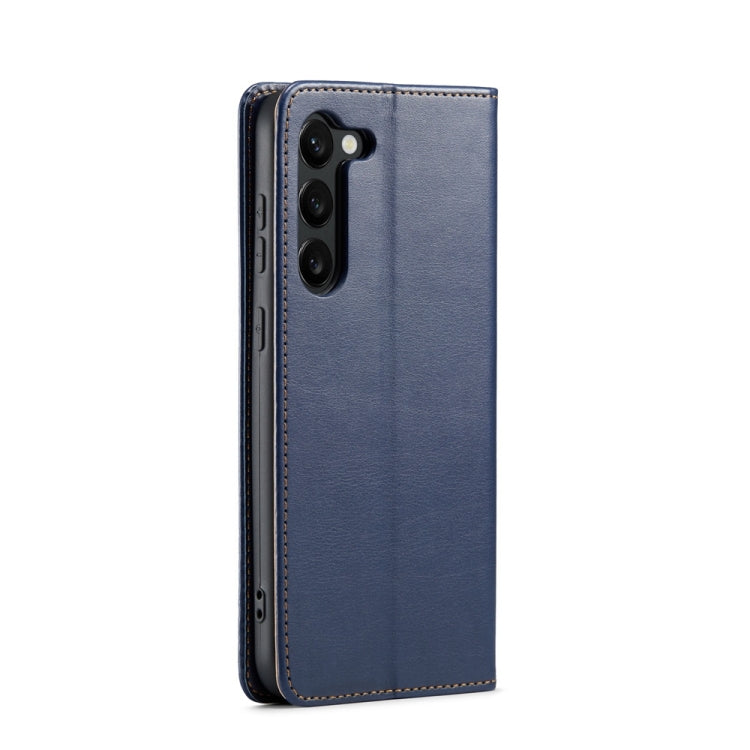 For Samsung Galaxy S24 5G Fierre Shann PU Genuine Leather Texture Phone Case(Blue) - Galaxy S24 5G Cases by FIERRE SHANN | Online Shopping South Africa | PMC Jewellery | Buy Now Pay Later Mobicred