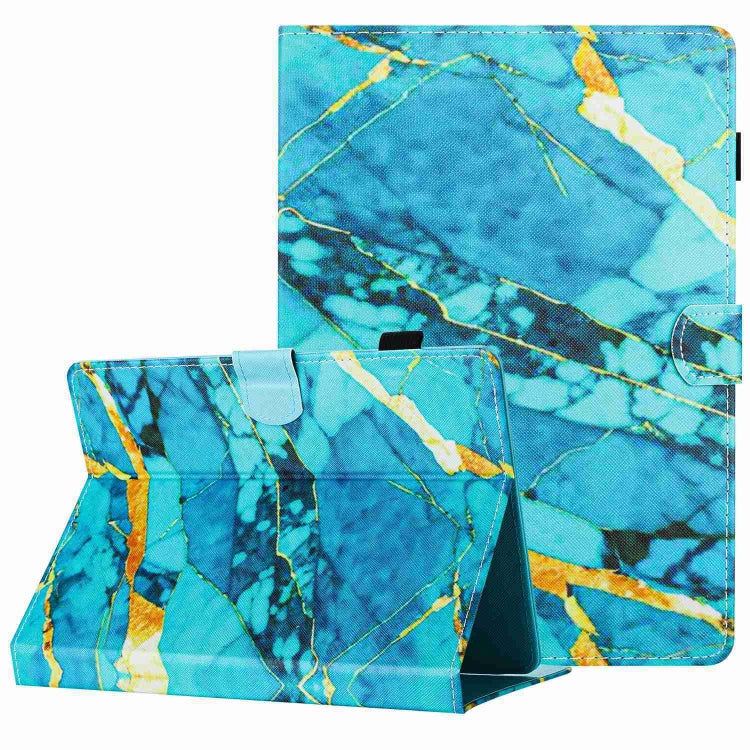 For 10 inch Universal Marble Pattern Stitching Leather Tablet Case(Gold Blue) - 10 - 11 inch by PMC TechLife | Online Shopping South Africa | PMC TechLife | Buy Now Pay Later Mobicred