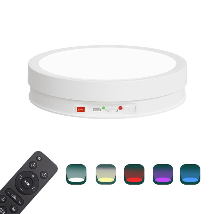 22cm Colorful LED Light Electric Rotating Display Stand Turntable, Style:Battery Charging(White) -  by PMC TechLife | Online Shopping South Africa | PMC TechLife | Buy Now Pay Later Mobicred