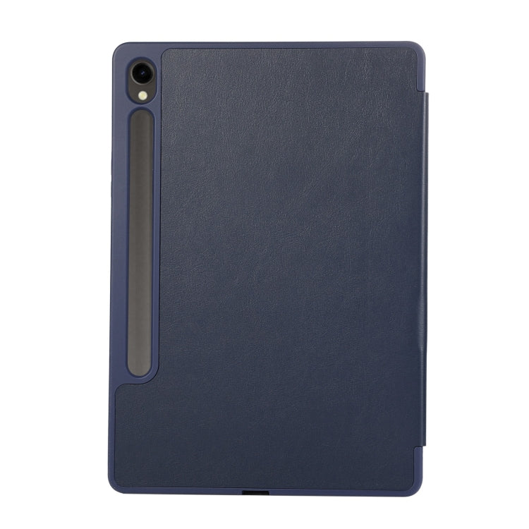 For Samsung Galaxy Tab S9 FE 3-Fold Pure Color TPU Leather Tablet Case with Pen Slot(Dark Blue) - Galaxy Tab S9 FE by PMC Jewellery | Online Shopping South Africa | PMC Jewellery