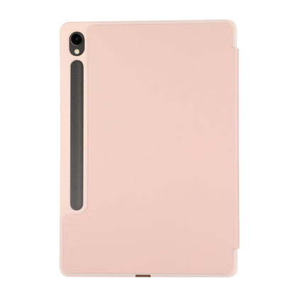 For Samsung Galaxy Tab S9 3-Fold Pure Color TPU Leather Tablet Case with Pen Slot(Pink) - Galaxy Tab S9 Cases by PMC Jewellery | Online Shopping South Africa | PMC Jewellery