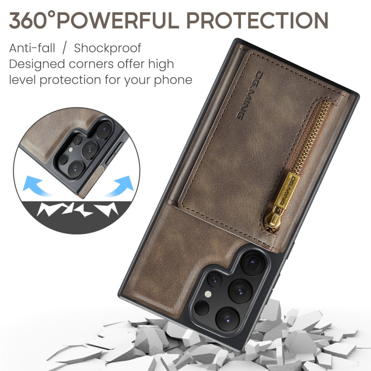 For Samsung Galaxy S24 Ultra 5G DG.MING M5 Series Zip RFID Multi Card Detachable Leather Phone Case(Coffee) - Galaxy S24 Ultra 5G Cases by DG.MING | Online Shopping South Africa | PMC Jewellery | Buy Now Pay Later Mobicred