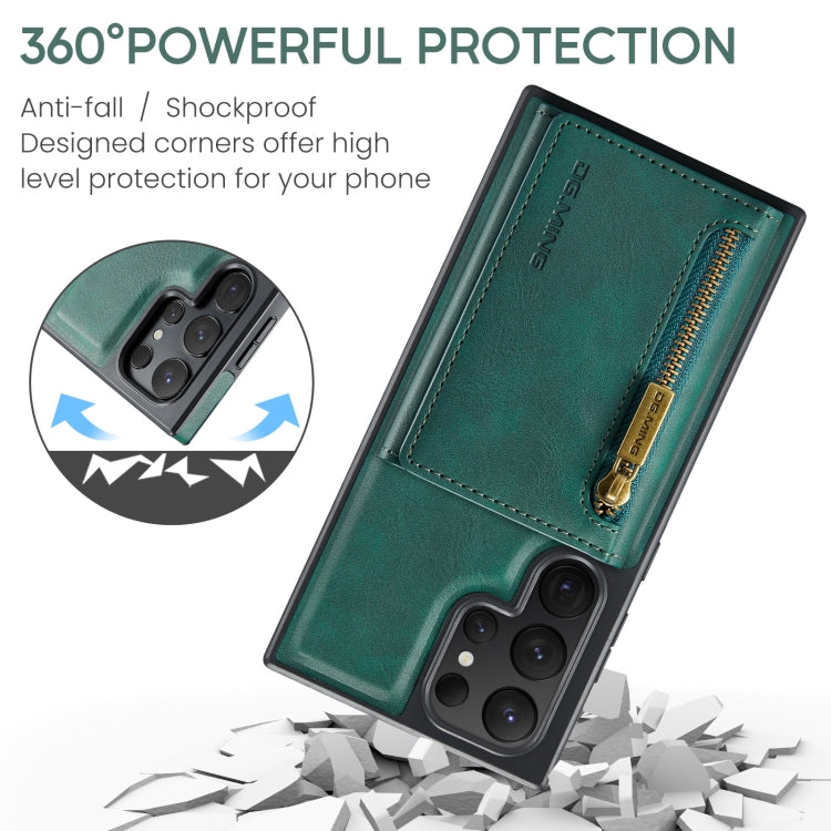 For Samsung Galaxy S24 Ultra 5G DG.MING M5 Series Zip RFID Multi Card Detachable Leather Phone Case(Green) - Galaxy S24 Ultra 5G Cases by DG.MING | Online Shopping South Africa | PMC Jewellery | Buy Now Pay Later Mobicred