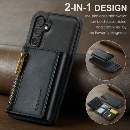 For Samsung Galaxy S24+ 5G DG.MING M5 Series Zip RFID Multi Card Detachable Leather Phone Case(Black) - Galaxy S24+ 5G Cases by DG.MING | Online Shopping South Africa | PMC Jewellery | Buy Now Pay Later Mobicred