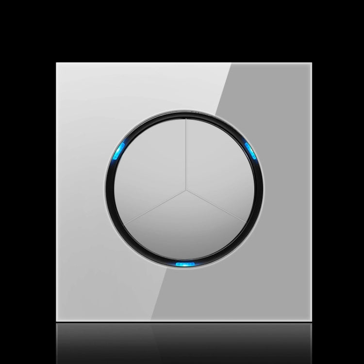 86mm Round LED Tempered Glass Switch Panel, Gray Round Glass, Style:Three Open Dual Control -  by PMC Jewellery | Online Shopping South Africa | PMC Jewellery | Buy Now Pay Later Mobicred