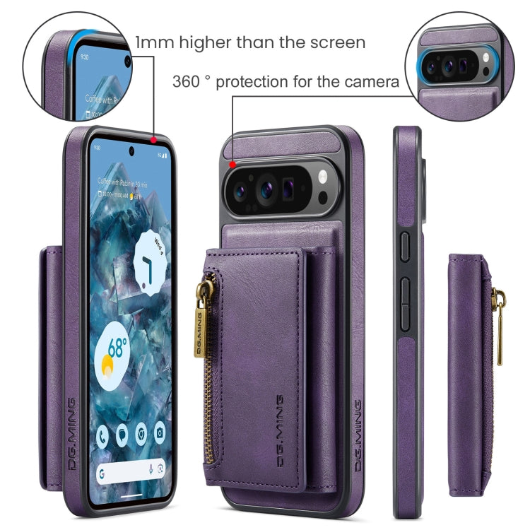 For Google Pixel 9 Pro XL DG.MING M5 Series Zip RFID Multi Card Detachable Leather Phone Case(Purple) - Google Cases by DG.MING | Online Shopping South Africa | PMC Jewellery | Buy Now Pay Later Mobicred