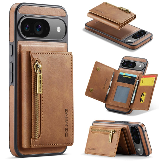 For Google Pixel 9 / 9 Pro DG.MING M5 Series Zip RFID Multi Card Detachable Leather Phone Case(Brown) - Google Cases by DG.MING | Online Shopping South Africa | PMC Jewellery | Buy Now Pay Later Mobicred