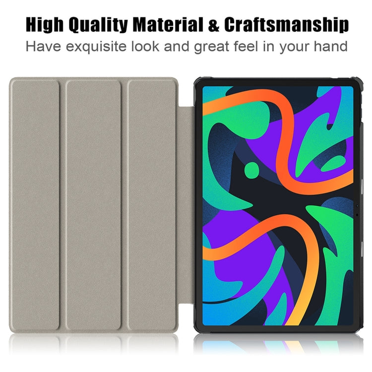 For Lenovo Tab M11/ Xiaoxin Pad 11 2024 Custer Painted 3-Fold Holder Leather Smart Tablet Case(Waves) - free shipping - PMC TechLife - Order now!
