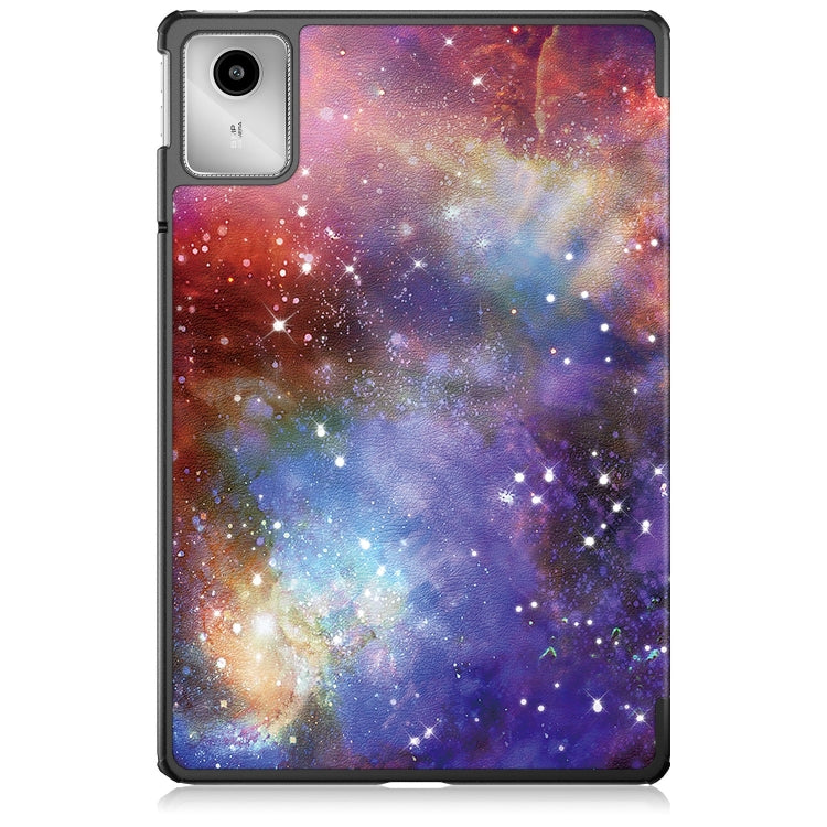 For Lenovo Tab M11/ Xiaoxin Pad 11 2024 Custer Coloured Drawing 3-folding Leather Smart Tablet Case(Milky Way) - Lenovo by PMC Jewellery | Online Shopping South Africa | PMC Jewellery | Buy Now Pay Later Mobicred