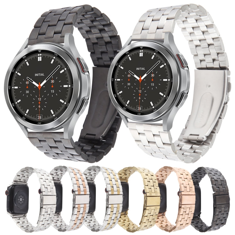 22mm Universal Five Beads Stainless Steel Watch Band(Black) - 22mm Bands by PMc TechLife | Online Shopping South Africa | PMc TechLife | Buy Now Pay Later Mobicred